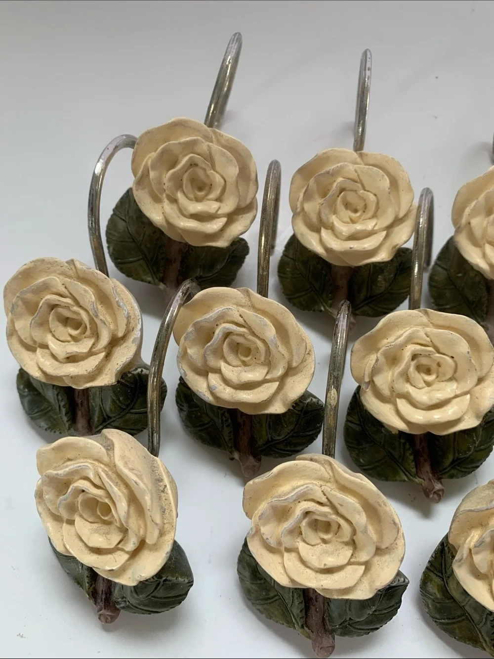 Vintage Rose Shower Curtain Hooks Set of 12